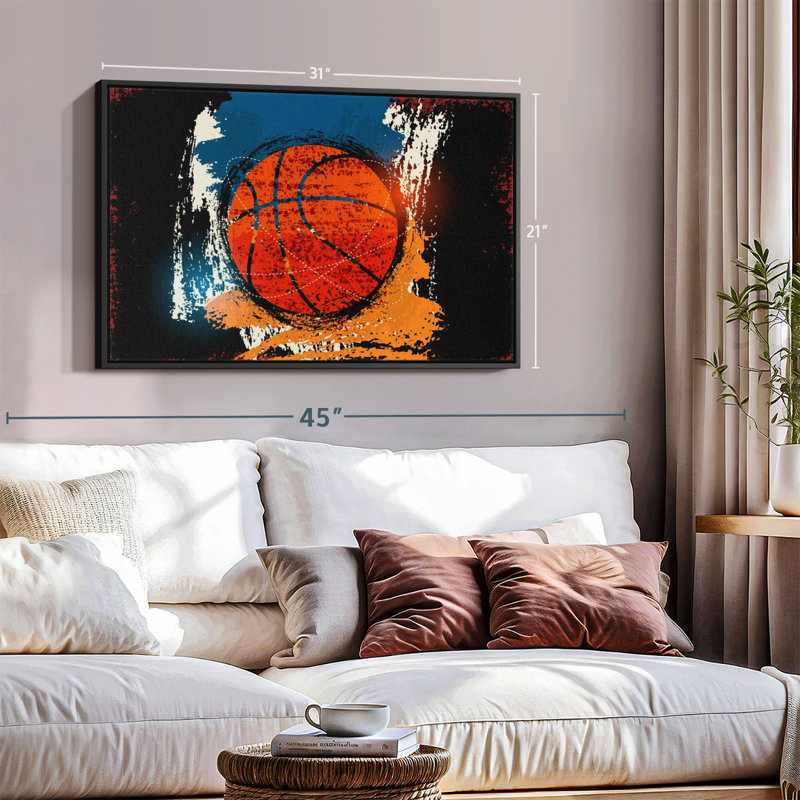 Impression sur toile Basketball Grunge, H 21 po x l 31 po