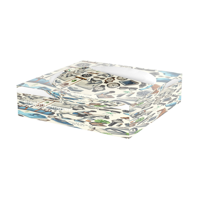 Square Striped Decorative Tray, 8"W x 8"D x 2"H