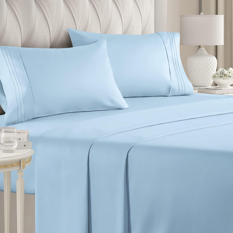 Premium Cooling, Soft & Wrinkle Free Sheet Set - Ultra Soft & Premium Hotel Luxury Bed Sheet Set, Light Blue