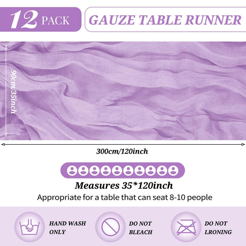 Chemin de table en coton Cheesecloth, Lavender