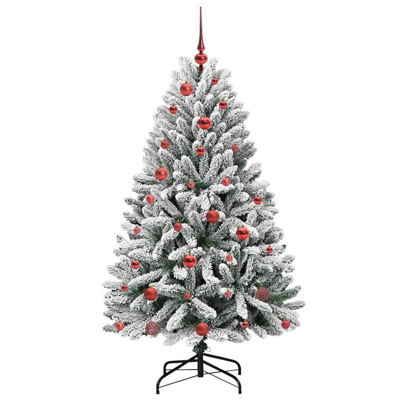 Artificial Christmas Tree Green and White PVC and Metal, 4.92 ft