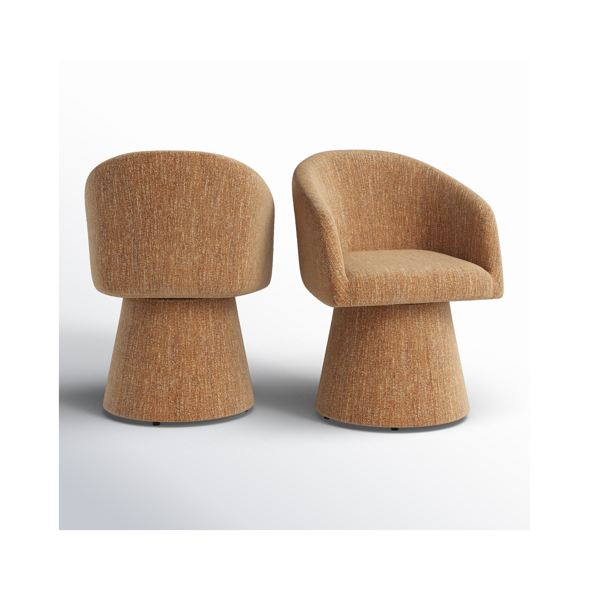 Kyo Chenille Upholstered Barrel Chair (Set of 2), Mellow Mustard Boucle