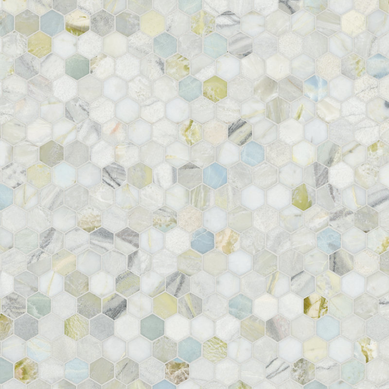 Skylore Hexagon 12 in. x 12 in. Polished Marble Mosaic Floor and Wall Tile
