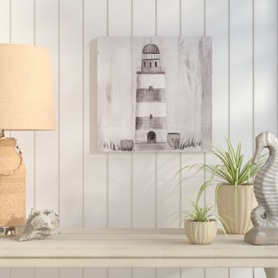 " Grey Nautical Lighthouse " Painting Print