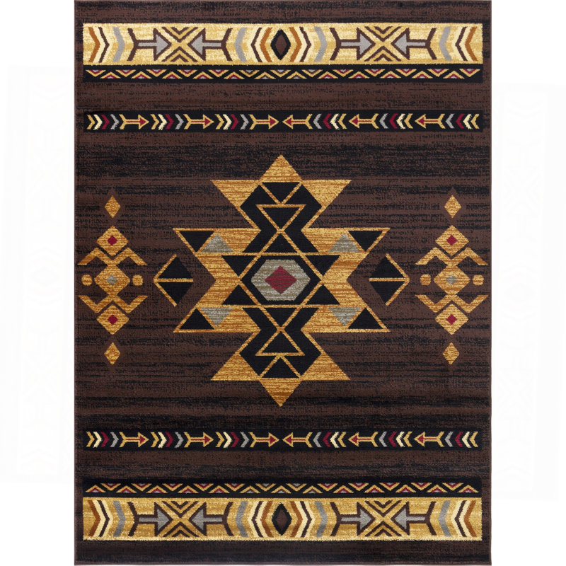 Brown Southwest Area Rug, Rectangle 5'3" x 7'3"