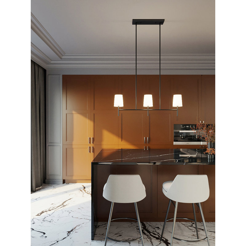 Luminaire suspendu pour îlot de cuisine 3 lumières Zymiah, Noir
