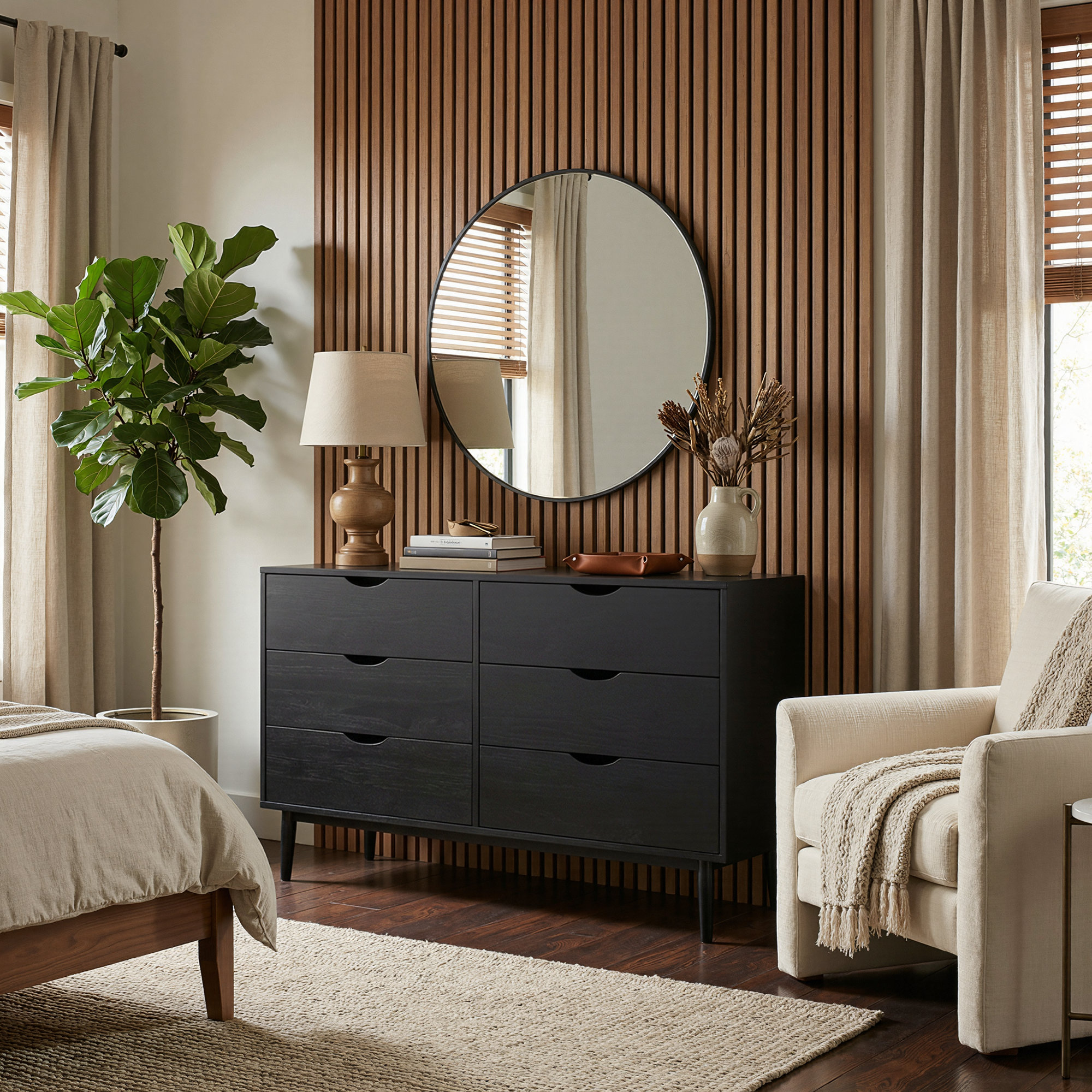 Indra 6 - Drawer Dresser, Black
