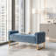 Banc de bout moderne de 55 po de large avec revêtement en similicuir et table d'appoint-130059885