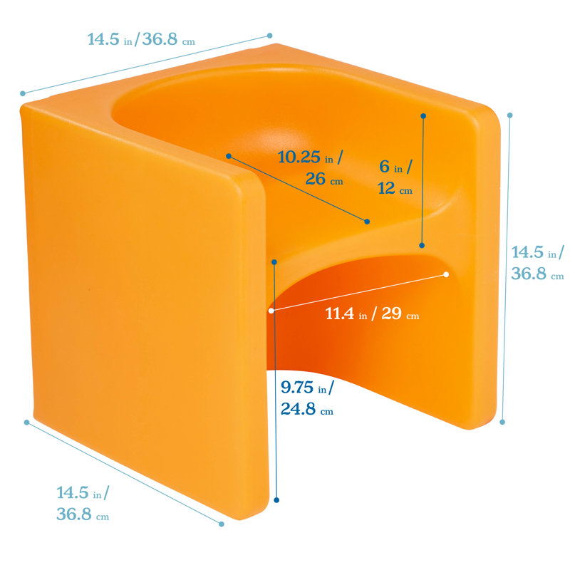 ECR4Kids Tri-Me 3-In-1 Cube Chair, Kids Furniture, Orange, 1