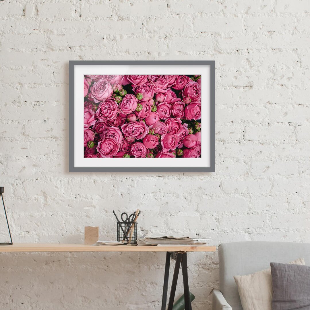 Gerahmter Grafikdruck Pink Peonies