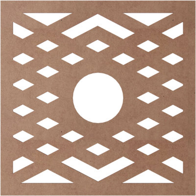30"OD x 7 3/4"ID x 1/4"T Chevron Wood Fretwork Pierced Ceiling Medallion, Walnut