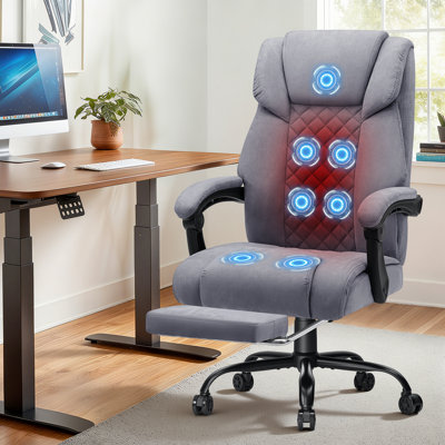 Fauteuil de direction ergonomique en similicuir chauffant avec repose-pieds