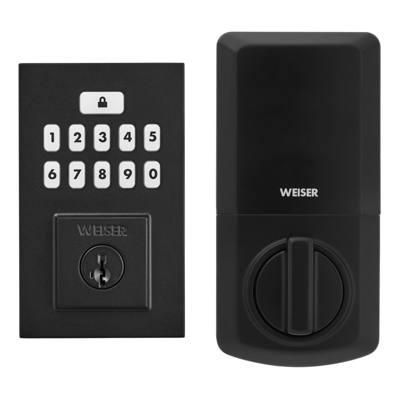 Contemporary SmartCode Keypad Electronic Deadbolt, Matte Black