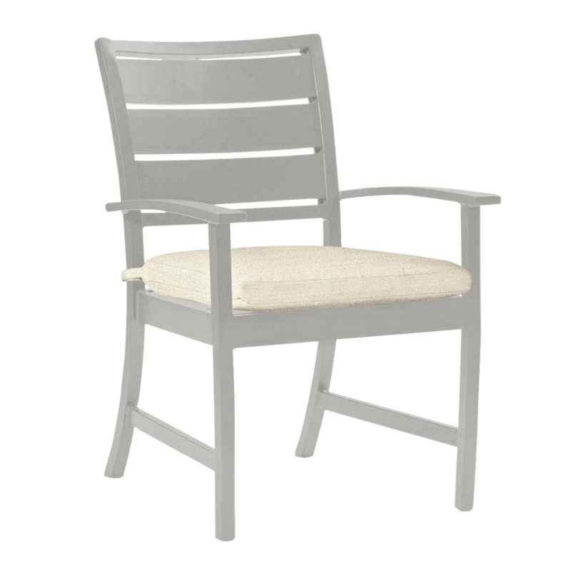 Charleston Aluminum Patio Dining Armchair with Cushions, Oyster, Rollo Silver, Welt