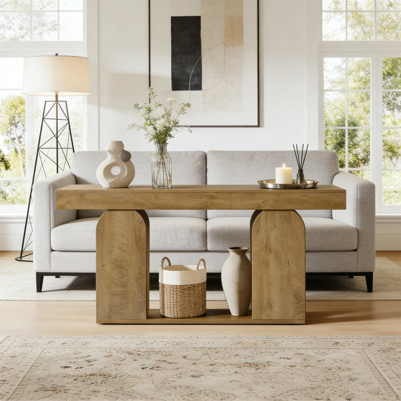 Console 70,9 po, table de couloir rustique, Marron clair