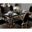 Dameion Luxury Leather Dining Room Chairs with Polished Gold Stainless Steel Legs-410993959-410993958