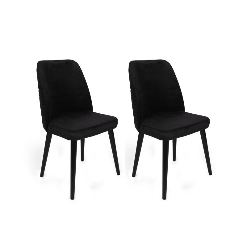 Ensemble de chaises élégantes (2 pièces), velours noir moderne et métal, 19,7 po x 35,4 po x 19,3 po | Structure 100% bois, pieds en bois de charme, capacité de 352 lb | Élégant et confortable pour la salle à manger ou le salon