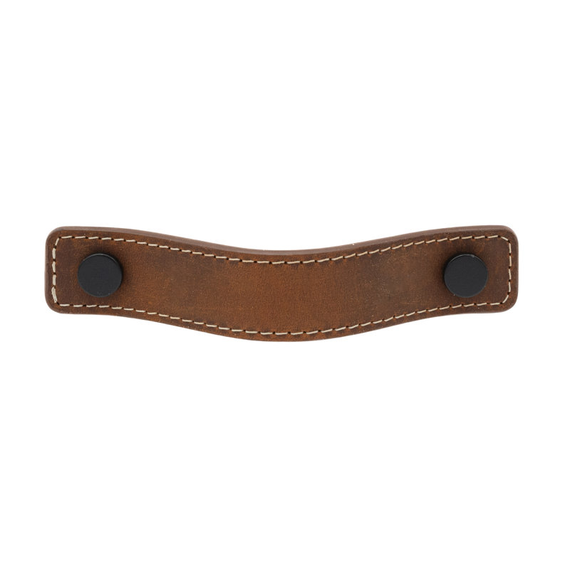Poignée en cuir noir mat de 4 po Sadelle, Brun / noir, 4"