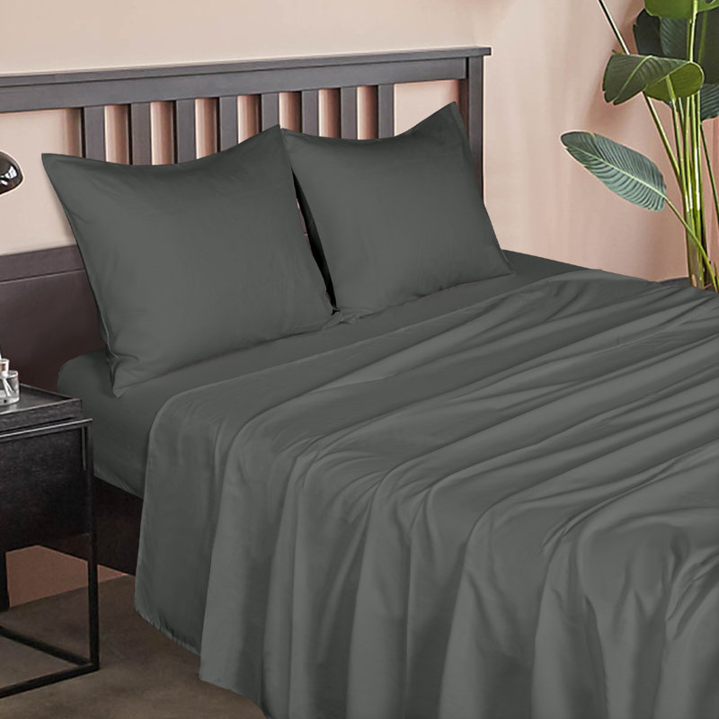 Ensemble de draps, ensemble de draps en microfibre brossée 1800 avec poche profonde - NTBAY, Gris foncé