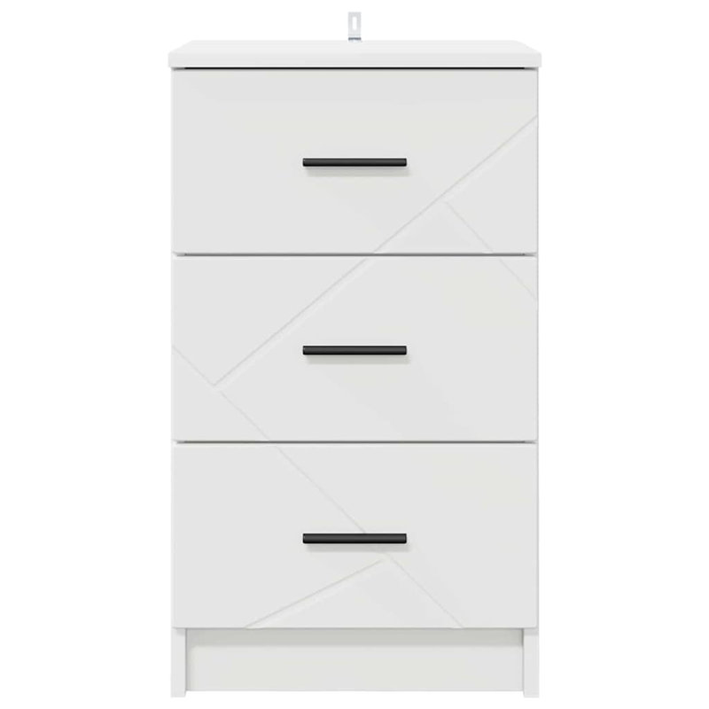 38cm W Manufactured Wood Bedside Table, White