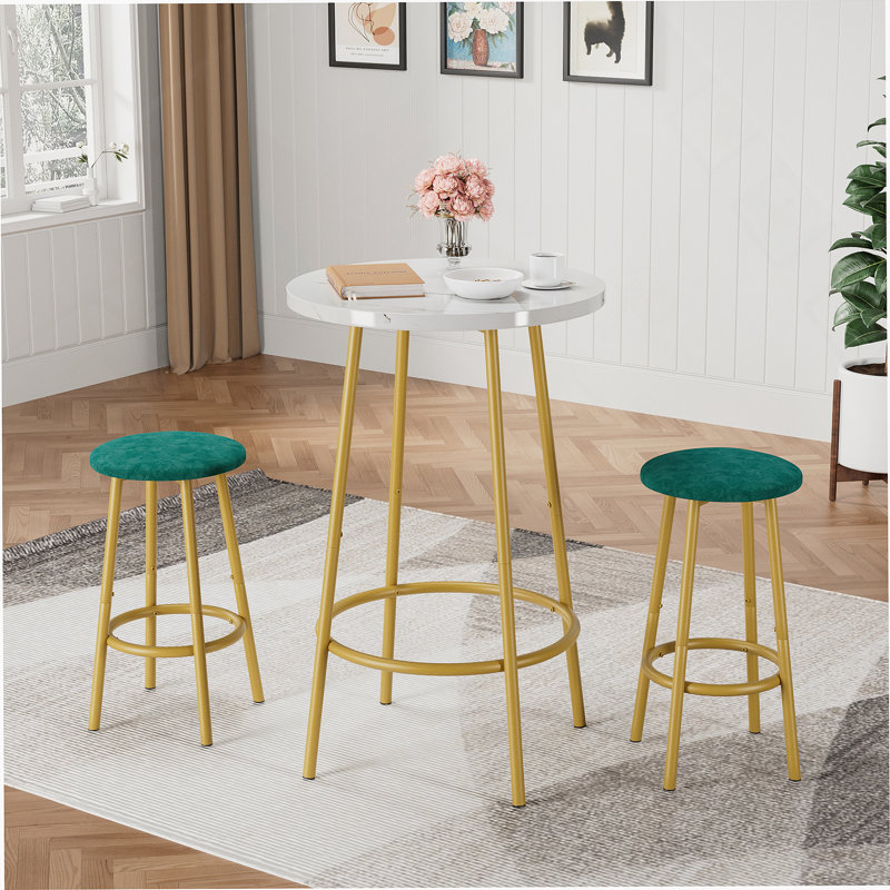 Ensemble de table de bar 3 pièces avec 2 tabourets de bar - table de pub moderne, design durable et peu encombrant pour les petites cuisines et les appartements