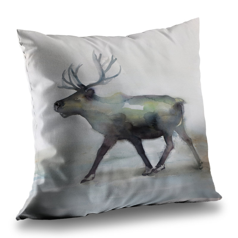 Caribou Gray Poly Twill Throw Pillow – Poly Twill Throw Pillow with Insert, Double-Sided Print