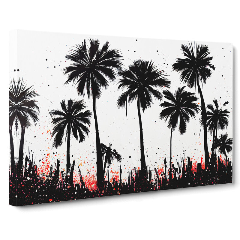 Palm Tree Splatter Abstract - Wrapped Canvas, 40cm H x 60cm W x 3cm D