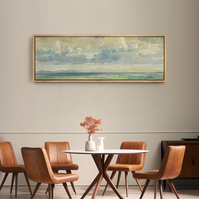 «Clouds Yellow Green Blue Majestic Skies Clouds Serene», reproduction d'art sur toile, H 20 po x l 60 po, Naturel