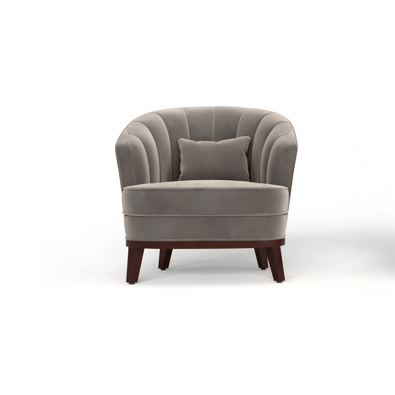 Ava Upholstered Barrel Accent Chair, Grey, Gray
