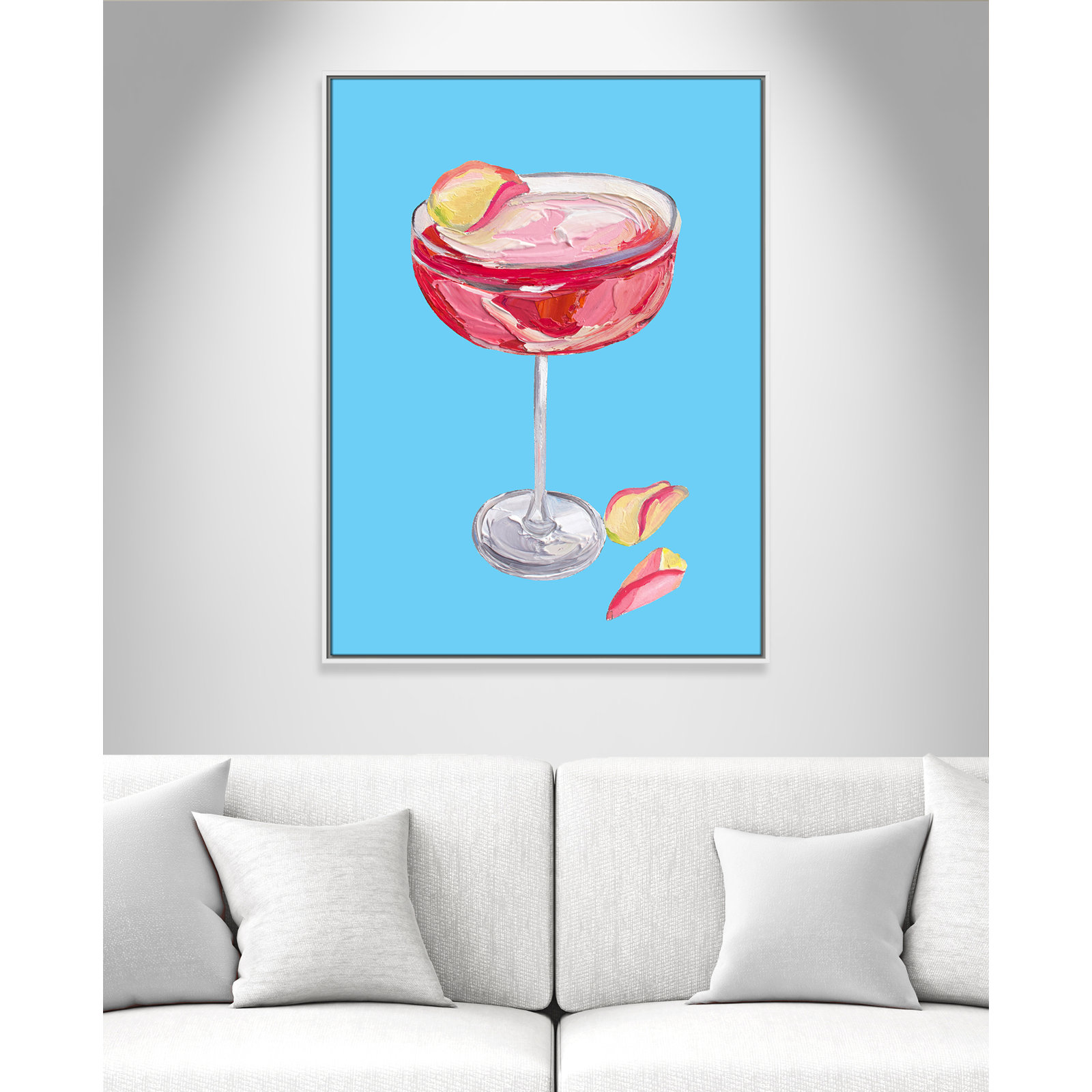 Sparkling Rose Gin Cocktail Print by Straker, 41.5" H x 31.5" W, White Floater