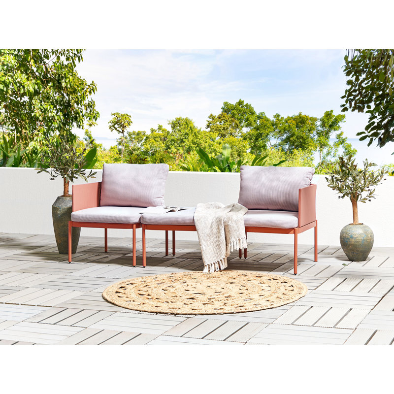 Jarif Metal 2 - Person Seating Group with Cushions, Orange, Grey