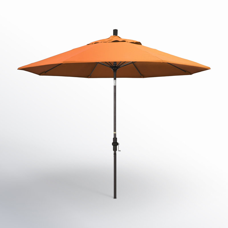 Parasol de marché Sunbrella® 9 pi Roverta, Toile Sunbrella® tangerine, Brun