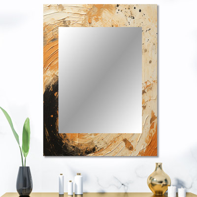 Radiant Revolve, spirale orange moderne - miroir décoratif spirales abstraites, miroir mural moderne, impression d'art en métal