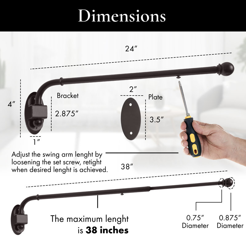 Leasie Adjustable Single Curtain Pole, Oil Rubbed Bronze