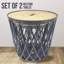 Tables basses gigognes PRISP Timballa - Ensemble de 2 tables d'appoint rondes avec rangement et couvercles en bambou; Tables de bout panier pour le salon, la chambre à coucher, le patio, le balcon et la maison
