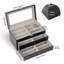 Organisateur de rangement pour lunettes de soleil à 3 couches, boîte de lunettes de soleil en cuir à 18 fentes Étuis à lunettes à paires multiples