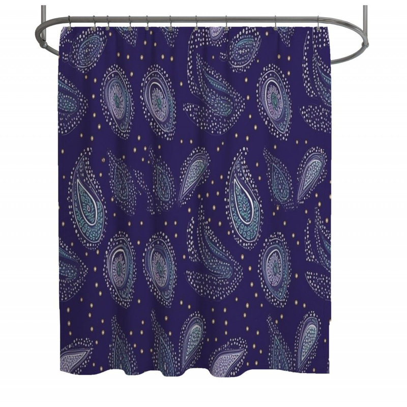 Rideau de douche à motif cachemire - Décoration de salle de bain abstraite, H 93 po x l 70 po