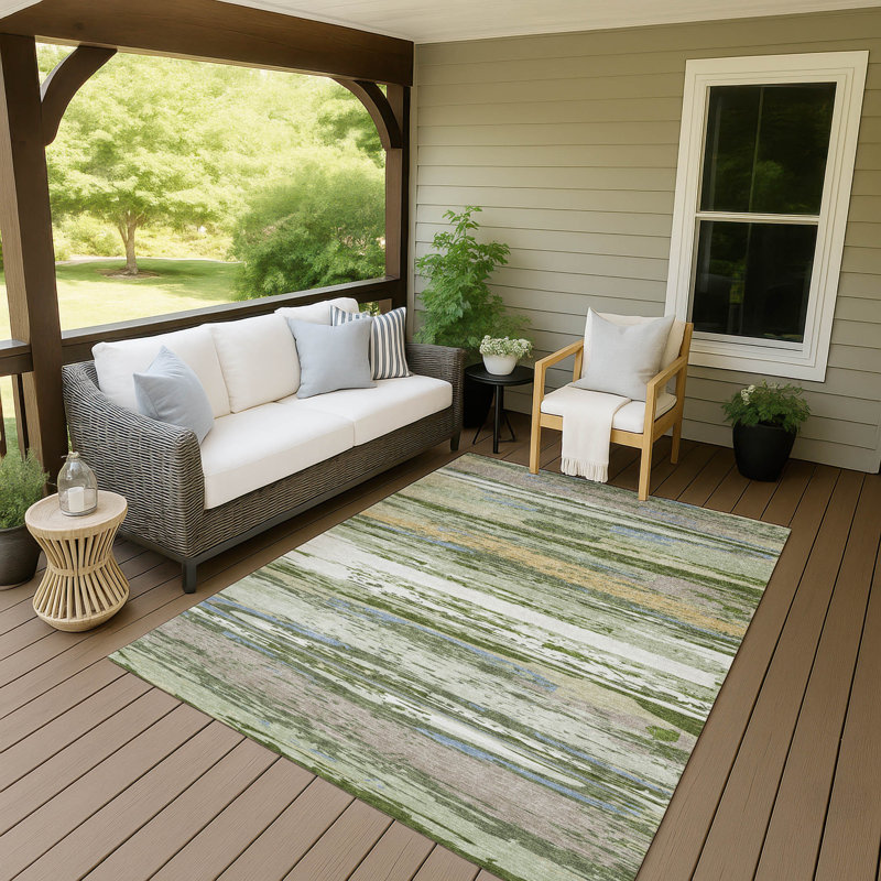 Machine Washable Indoor/Outdoor Jeffery ACN2287 Stripes Rug, Rectangle 5' x 7'6"