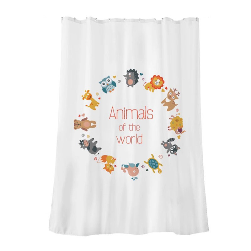 Polyester Shower Curtain With Hooks