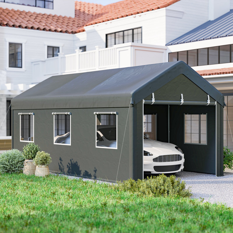 Abri d'auto robuste 10 'x 20' avec 6 fenêtres et 2 portes