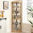 Corner Glass Display Cabinet - Lighted, Oak, Adjustable Shelves, Stylish Wine With Lighted Interior 150Lb Capacity,-1294470968