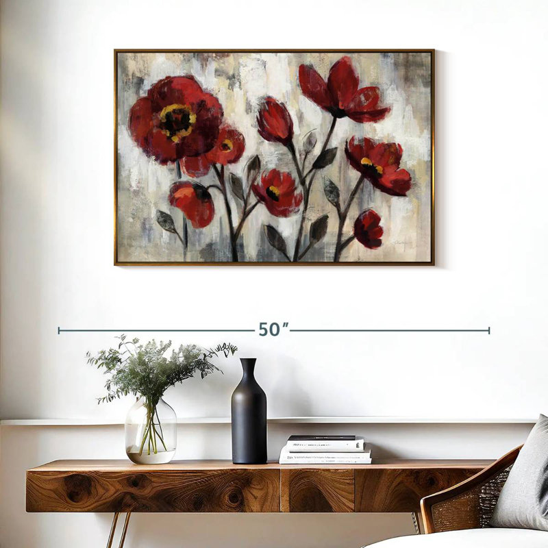 Simplicité florale, Cadre flottant doré, 37 po x 25 po