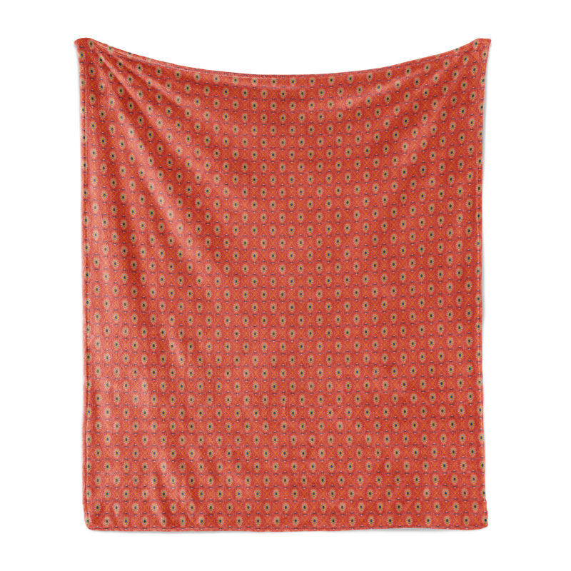 Hand Woven Throw Blanket, 50" W x 60" L, Red Dots