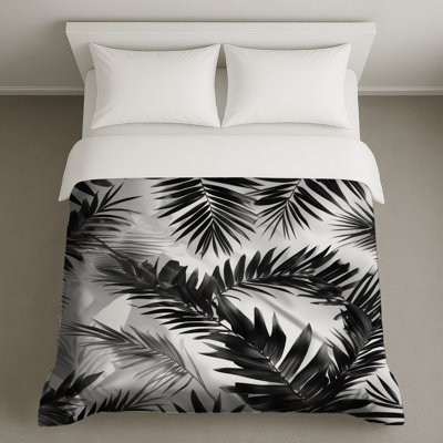 Housses de couette feuilles de palmier noir