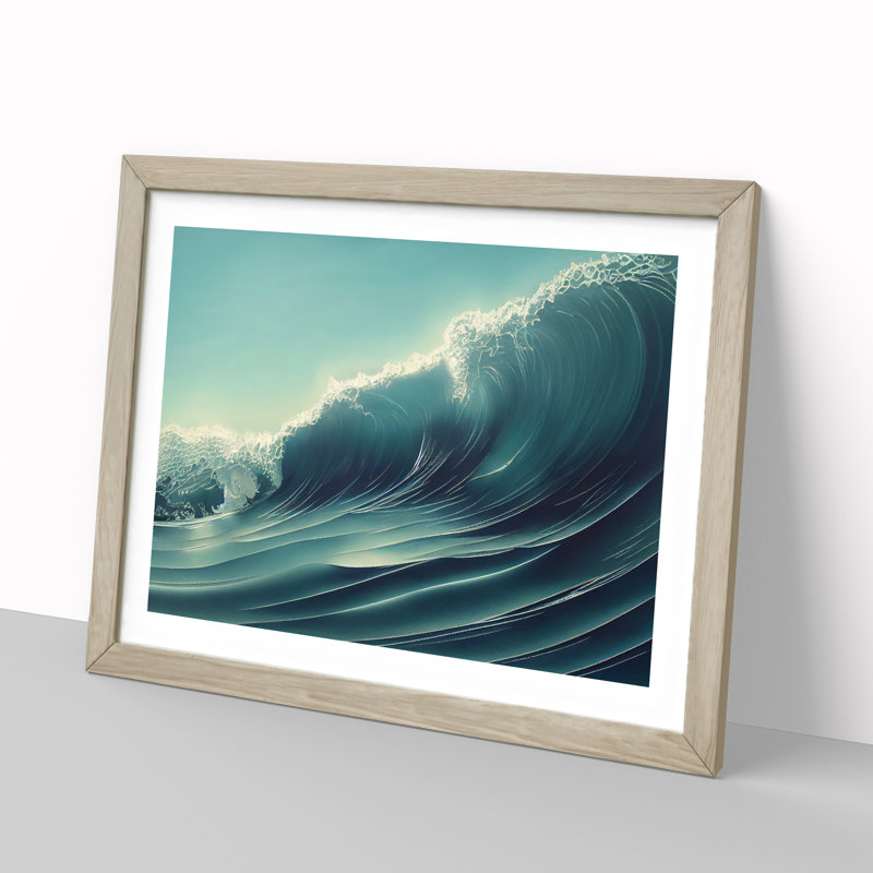 Curl Of An Ocean Wave Vol.2 - Framed Print, 34cm H x 46cm W x 2cm D, Oak