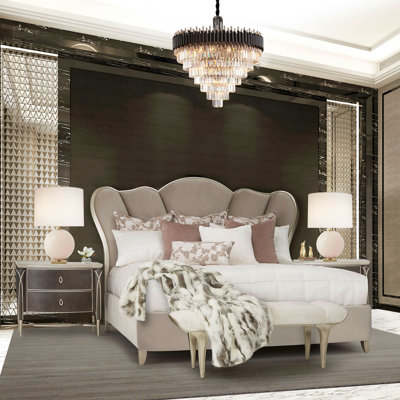 Villa Cherie Velvet Channel Tufted Queen Bed