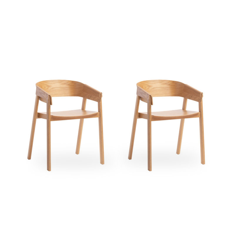 Chaise de salle à manger moderne et simple avec accoudoirs et dossier en bois de frêne massif