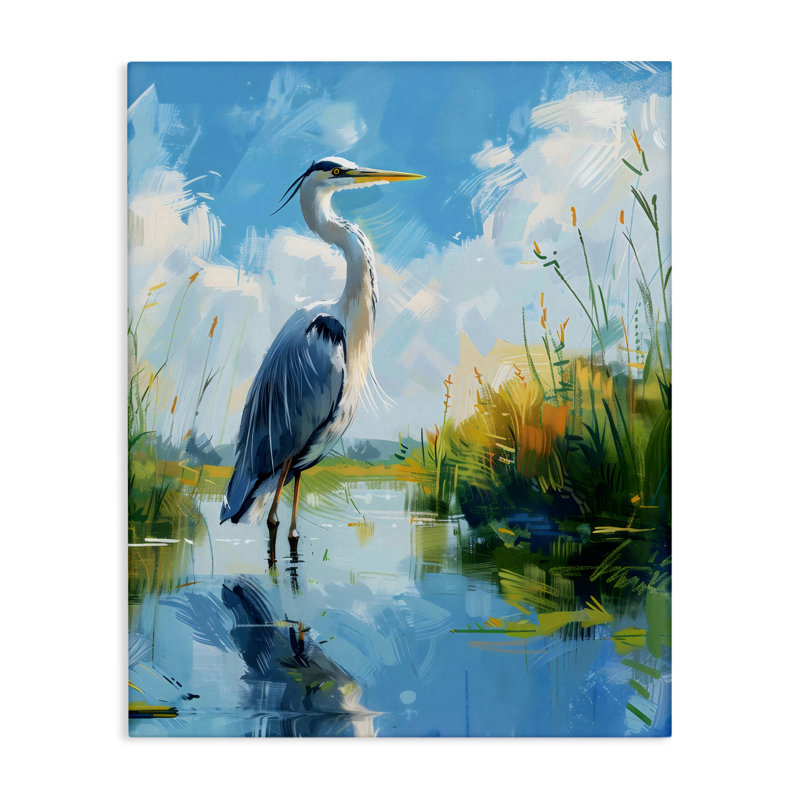 «Blue Heron in Wetlands», conception par LSR Design Studio, H 20 po x l 16 po