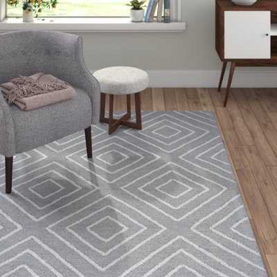 Tapis bleu sarcelle / bleu pâle en coton touffeté à la main Jamelia