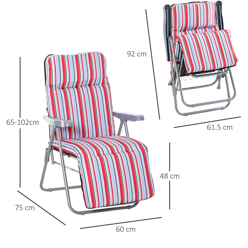 Aalilah Reclining Sun Lounger with Cushion, Red